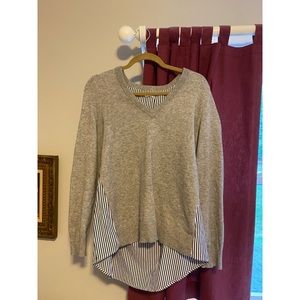 Honey Punch Gray and Striped Sweater
